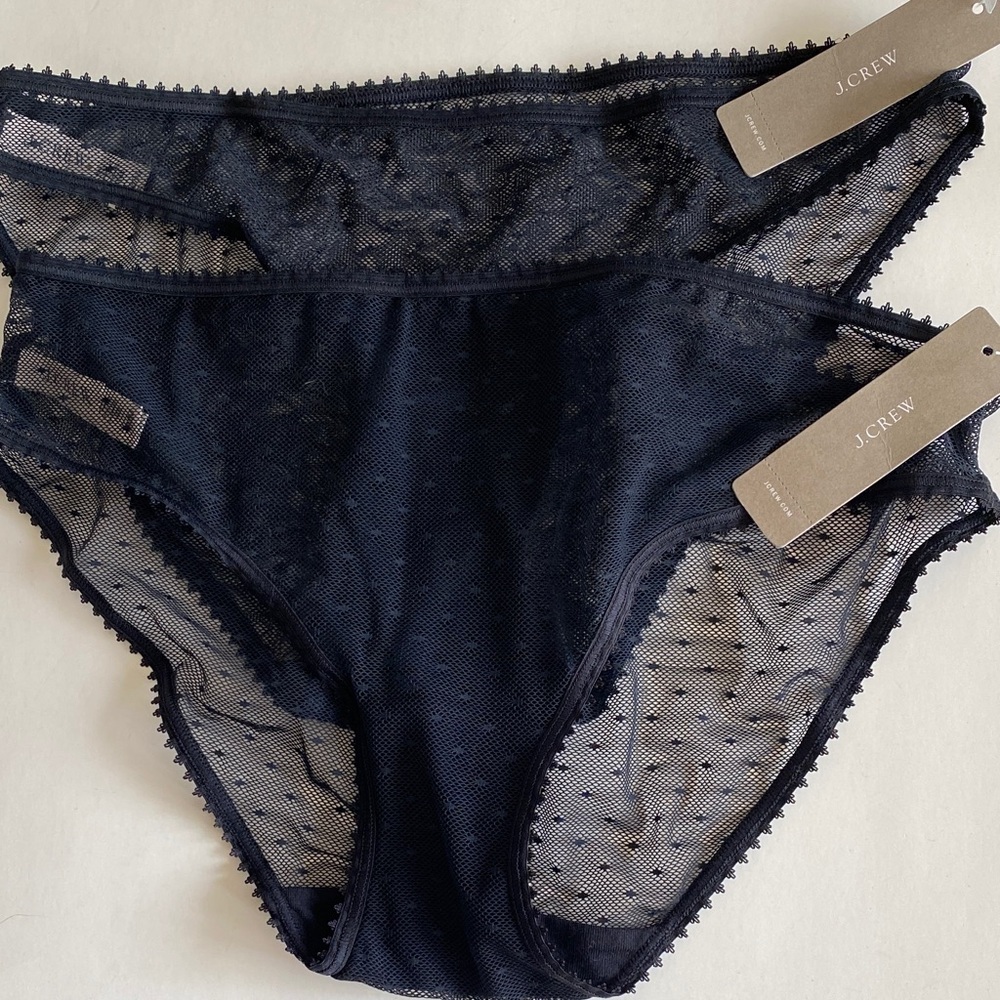 J. Crew Women's Navy Lace Panties Black M